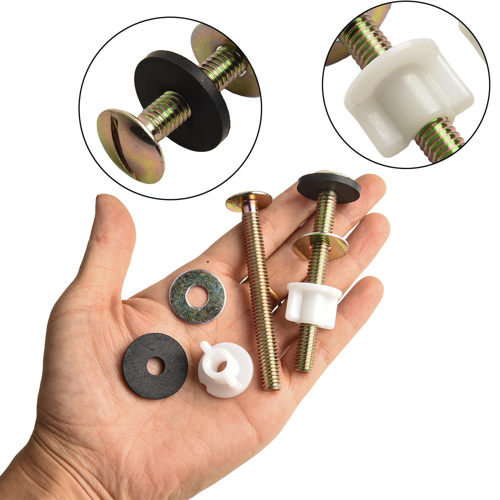 Toilet Seat Hinge Bolts and Nuts Set for Residential and Commercial Use