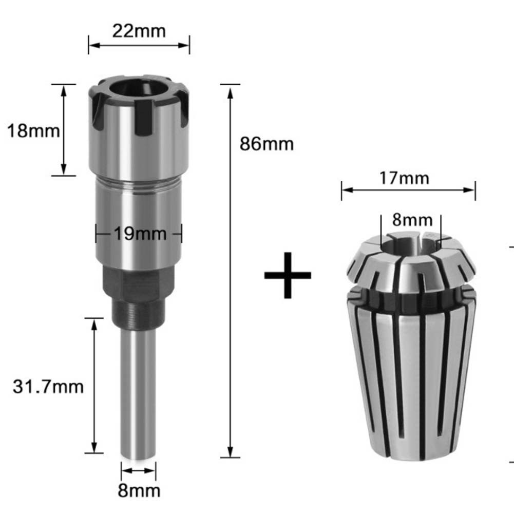 Router Bit Extensions Compatible with Engraving Machines Featuring 8mm Shanks