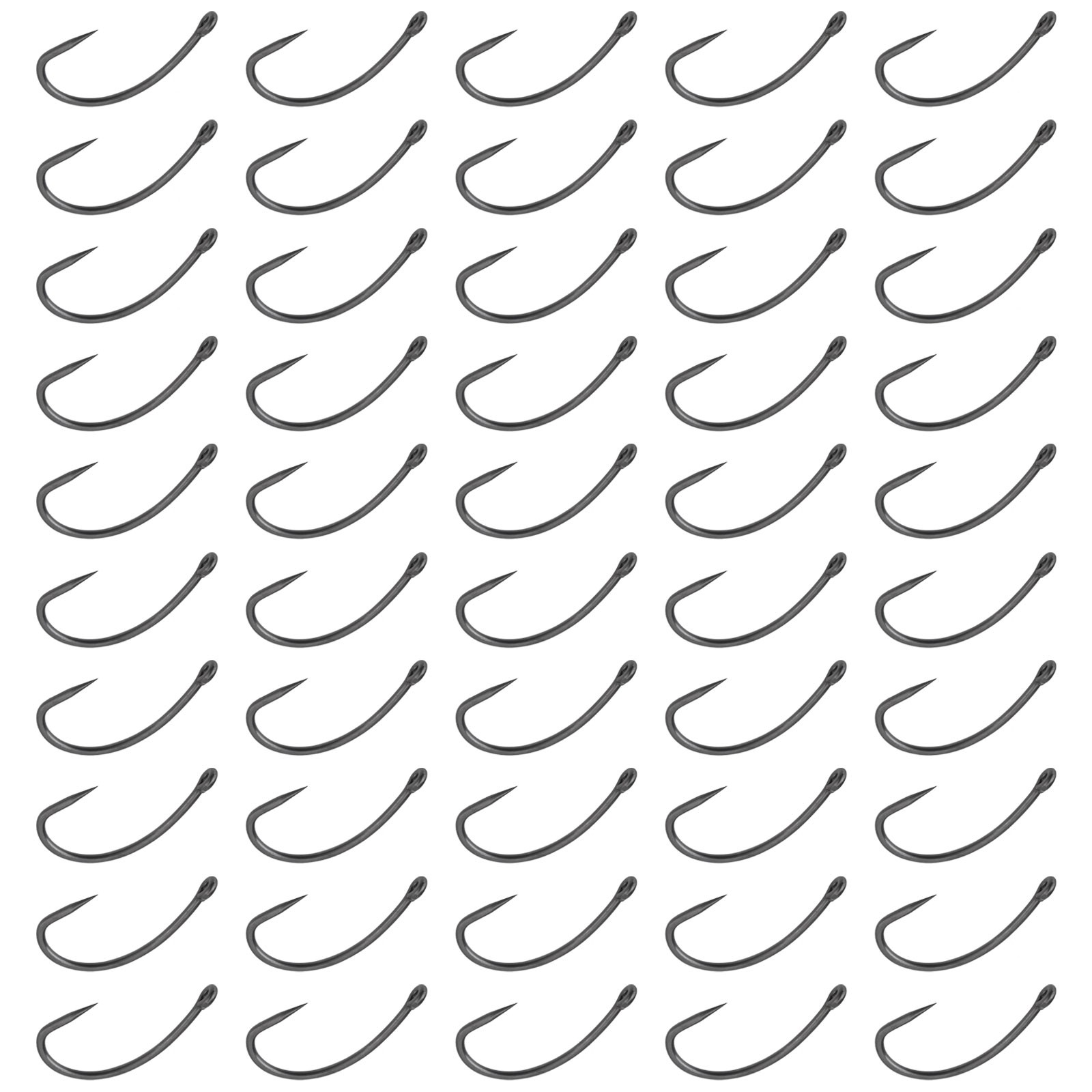 50 pièces hameçons de pêche à tige incurvée haut de gamme carpe sans barbel - Picture 29 of 51