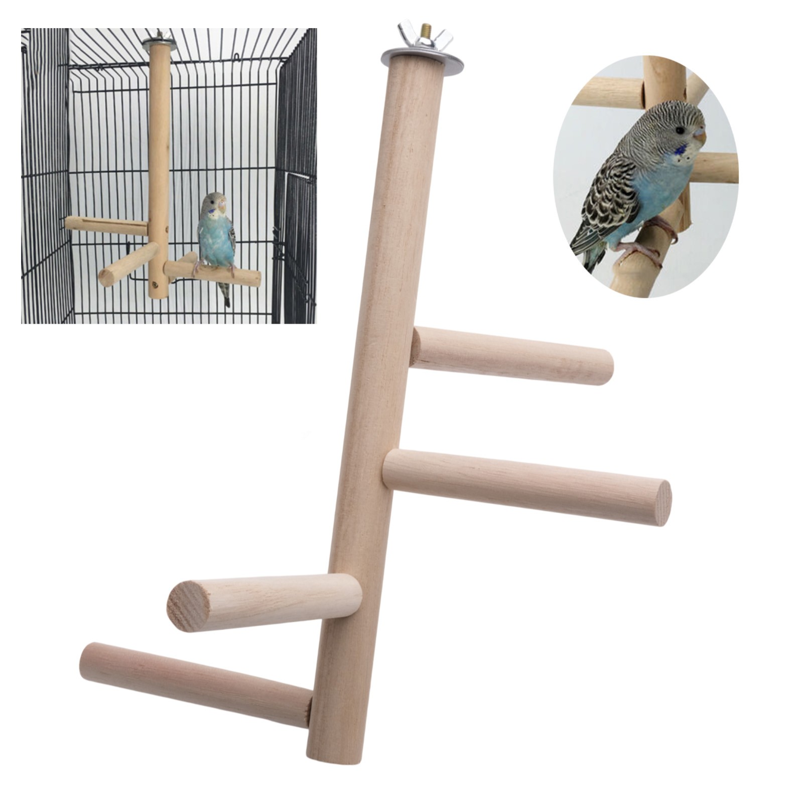 Vogelstange Mit Rauer Oberfläche – Naturholz Mit Sand, Für Papageien, Sittiche, Größe M