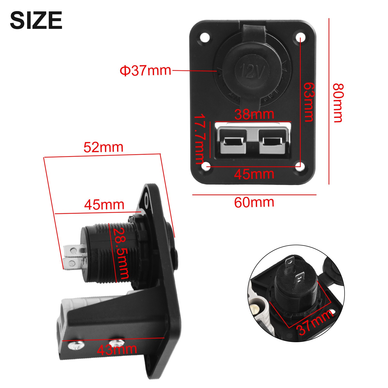 Suitable For 12 24V Voltage 50 Amp For Anderson-Plug Connector Socket Charger