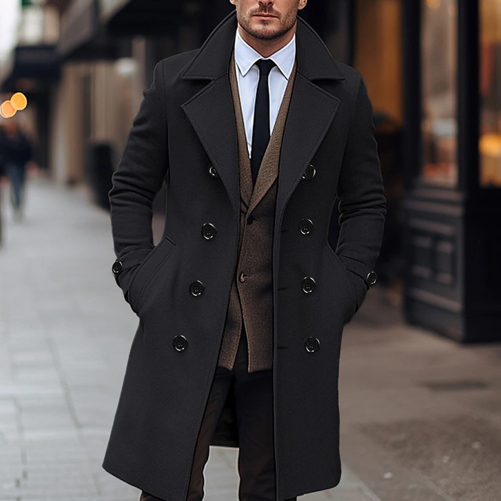 Comfortable Mens Lapel Trench Jacket for Business Travel and Outdoor Use - Picture 9 of 12