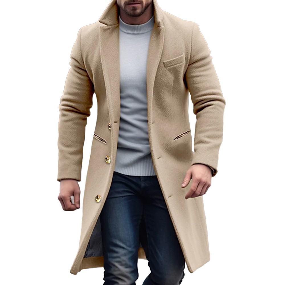 Winter Men's Trench Coat Single Breasted Outwear for Gentlemen Fashion - Picture 10 of 12