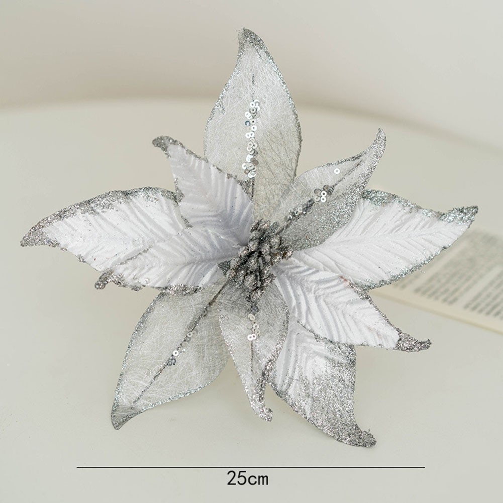 Atemberaubende 25 cm glitzernde Blumenornamente perfekt für festliche Anlässe - Bild 23 von 34