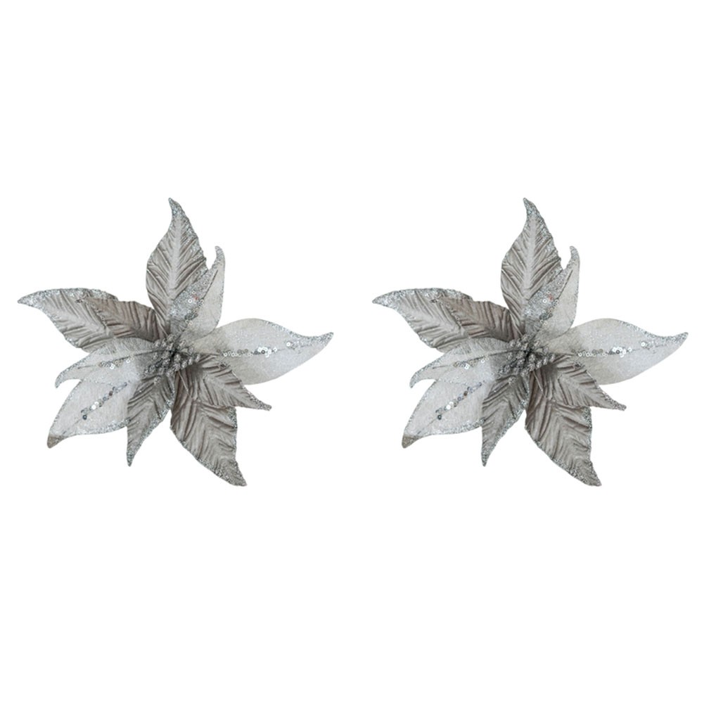 Atemberaubende 25 cm glitzernde Blumenornamente perfekt für festliche Anlässe - Bild 25 von 34