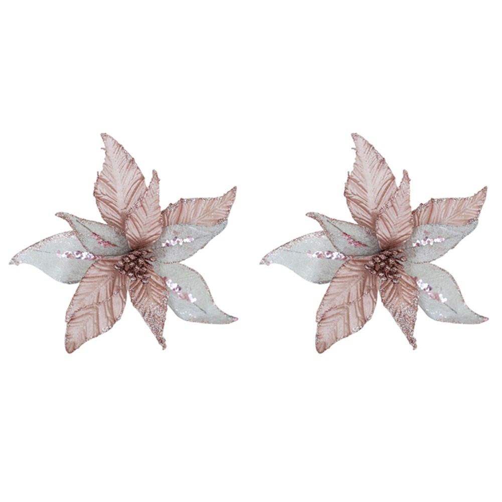 Atemberaubende 25 cm glitzernde Blumenornamente perfekt für festliche Anlässe - Bild 27 von 34