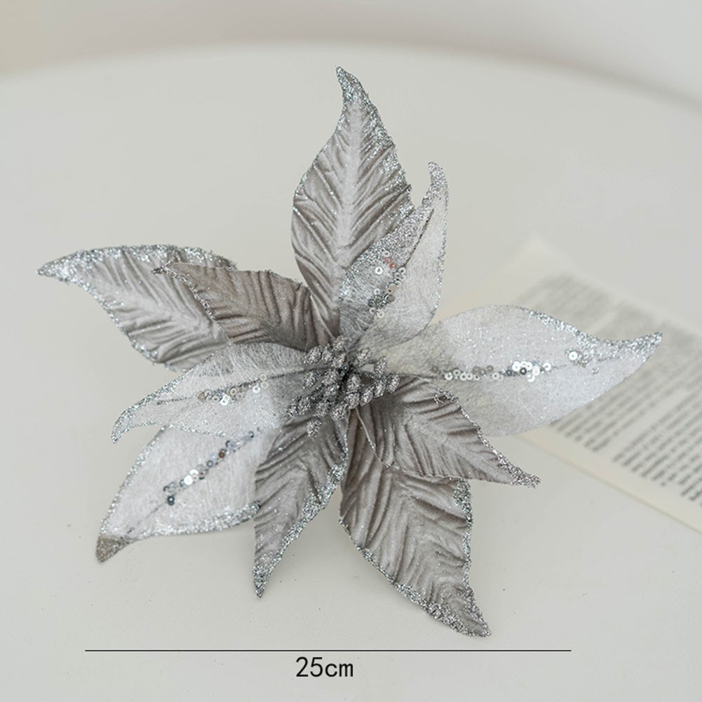 Atemberaubende 25 cm glitzernde Blumenornamente perfekt für festliche Anlässe - Bild 26 von 34