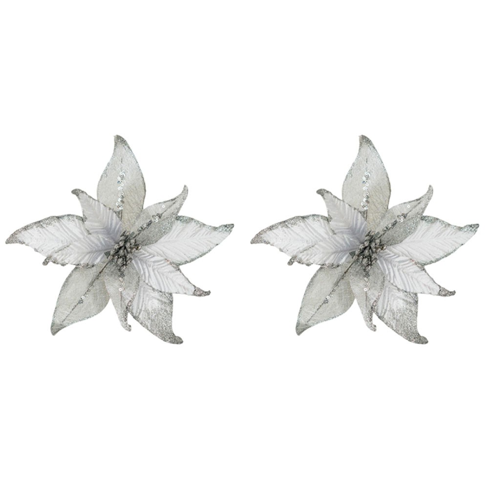 Atemberaubende 25 cm glitzernde Blumenornamente perfekt für festliche Anlässe - Bild 20 von 34