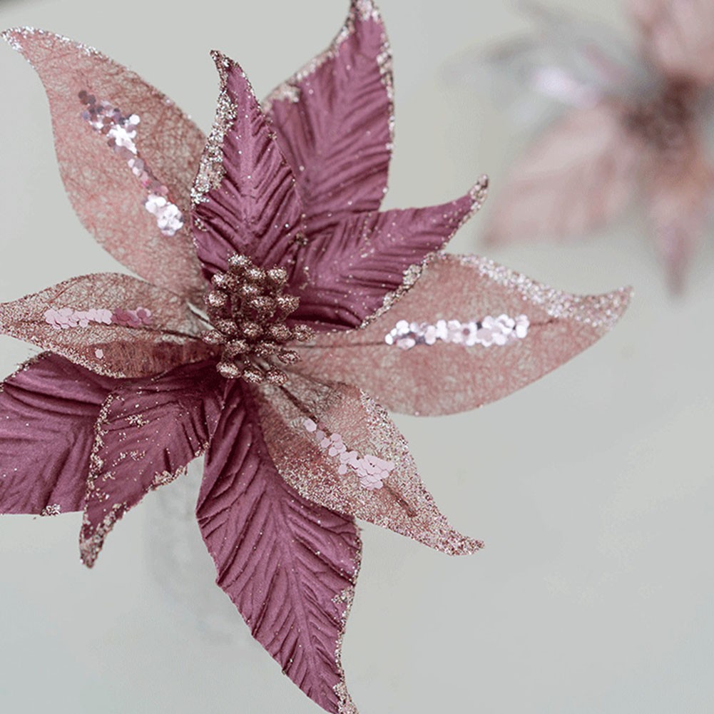 Atemberaubende 25 cm glitzernde Blumenornamente perfekt für festliche Anlässe - Bild 34 von 34