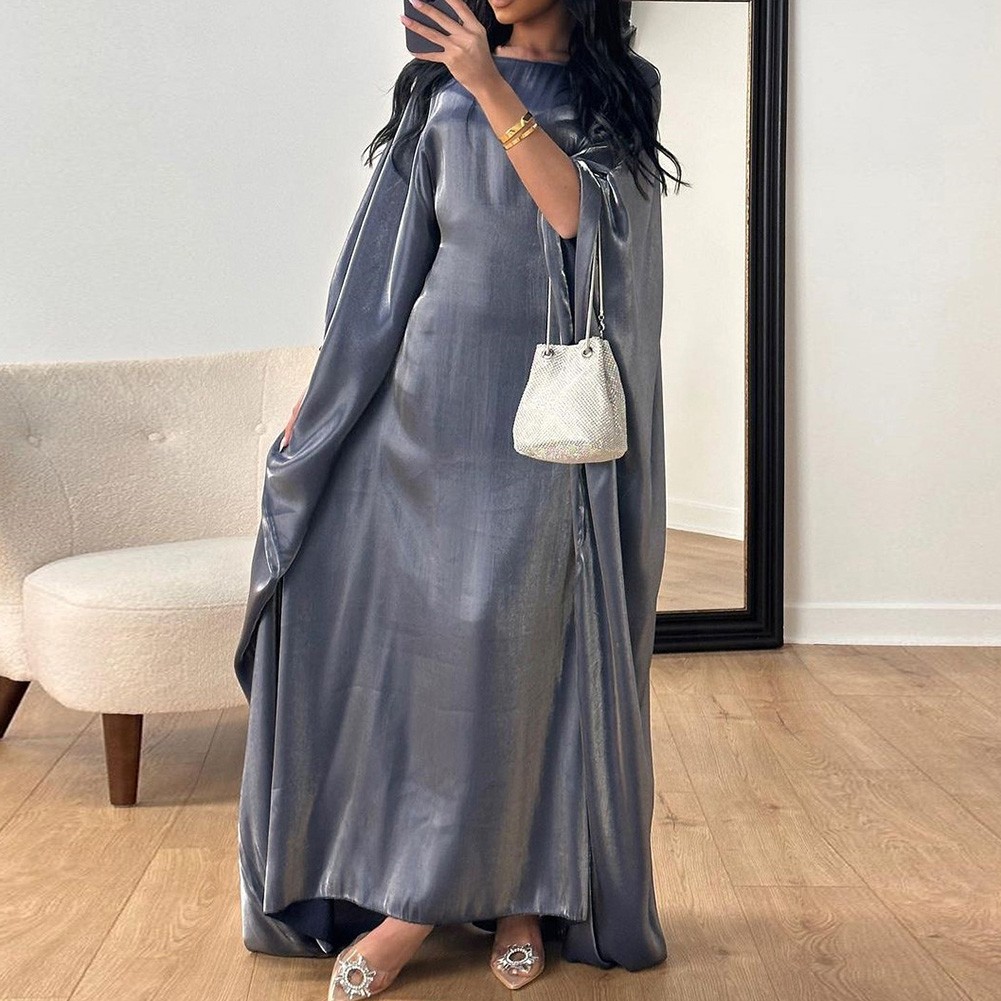 Robe longue femme élégante en tissu soyeux idéale pour les vendre vêtements de tous