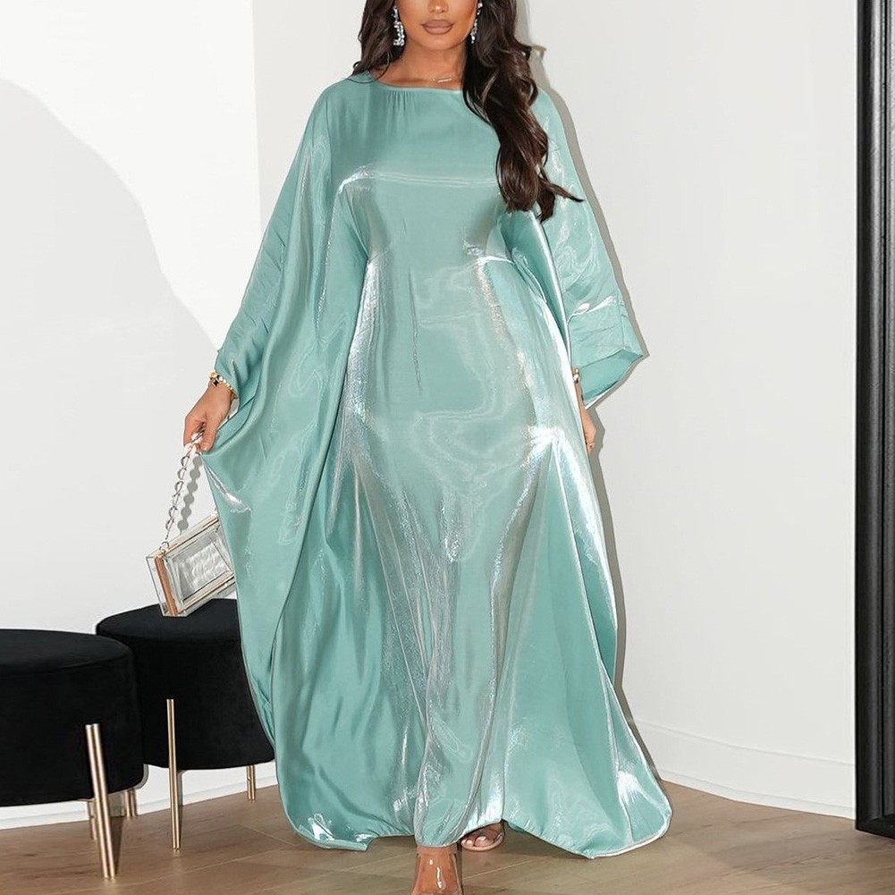 Robe longue femme élégante en tissu soyeux idéale pour les économies vêtements de tous