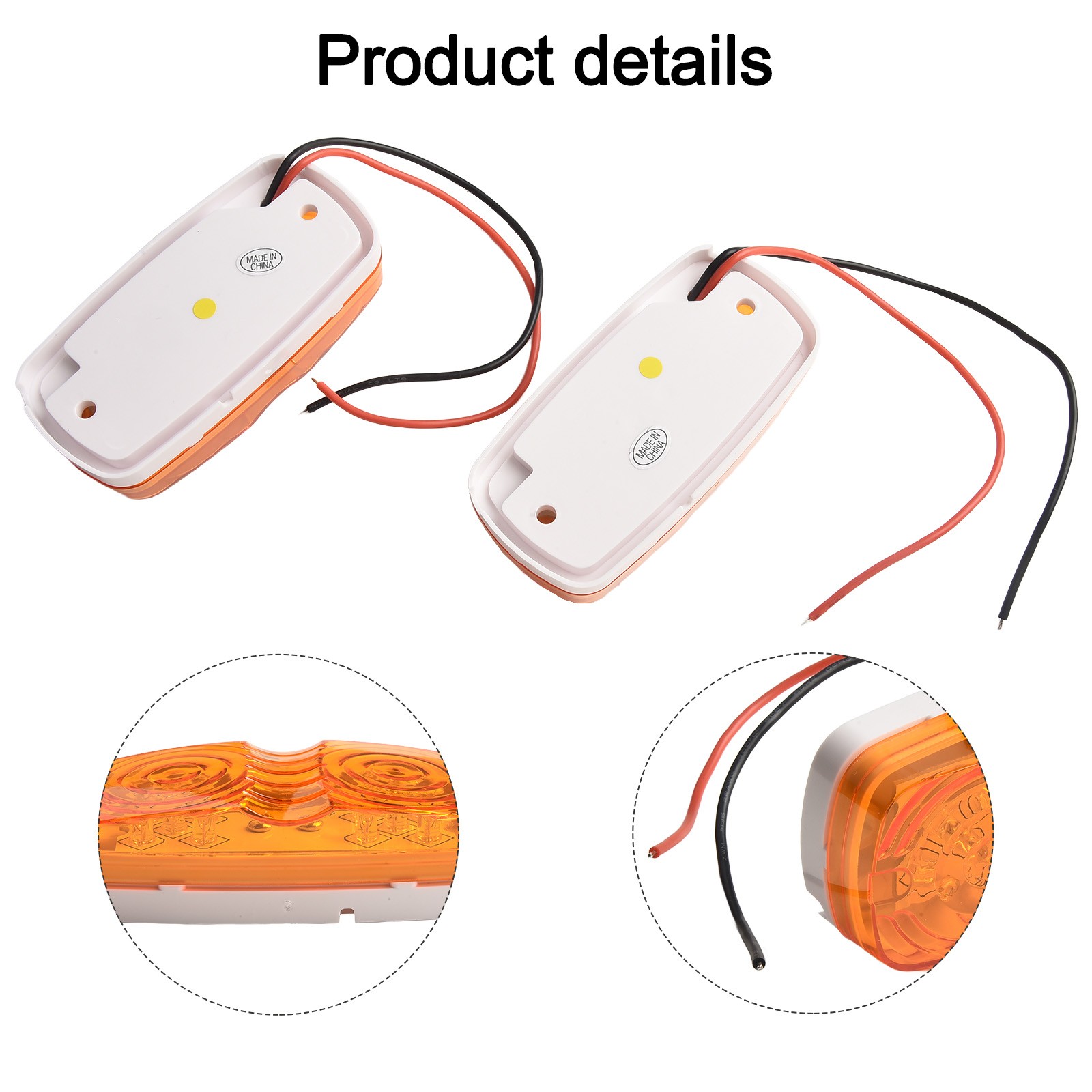 Compact 12V 24V Amber Front Rear Side Marker Light for Trucks and Vans LED Lamp - Picture 16 of 27