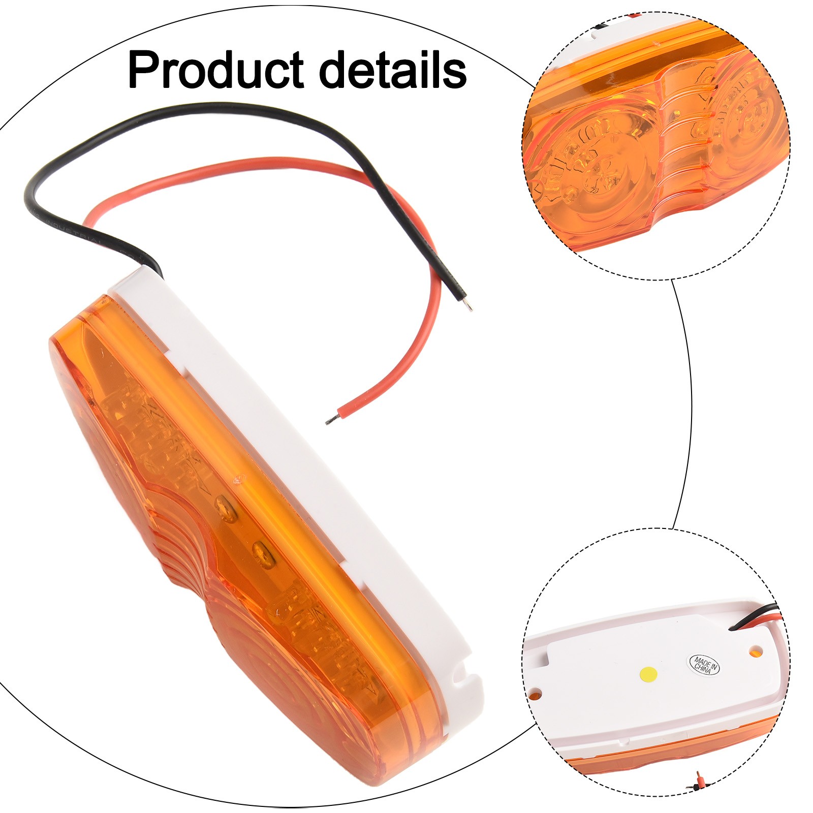 Compact 12V 24V Amber Front Rear Side Marker Light for Trucks and Vans LED Lamp - Picture 14 of 27
