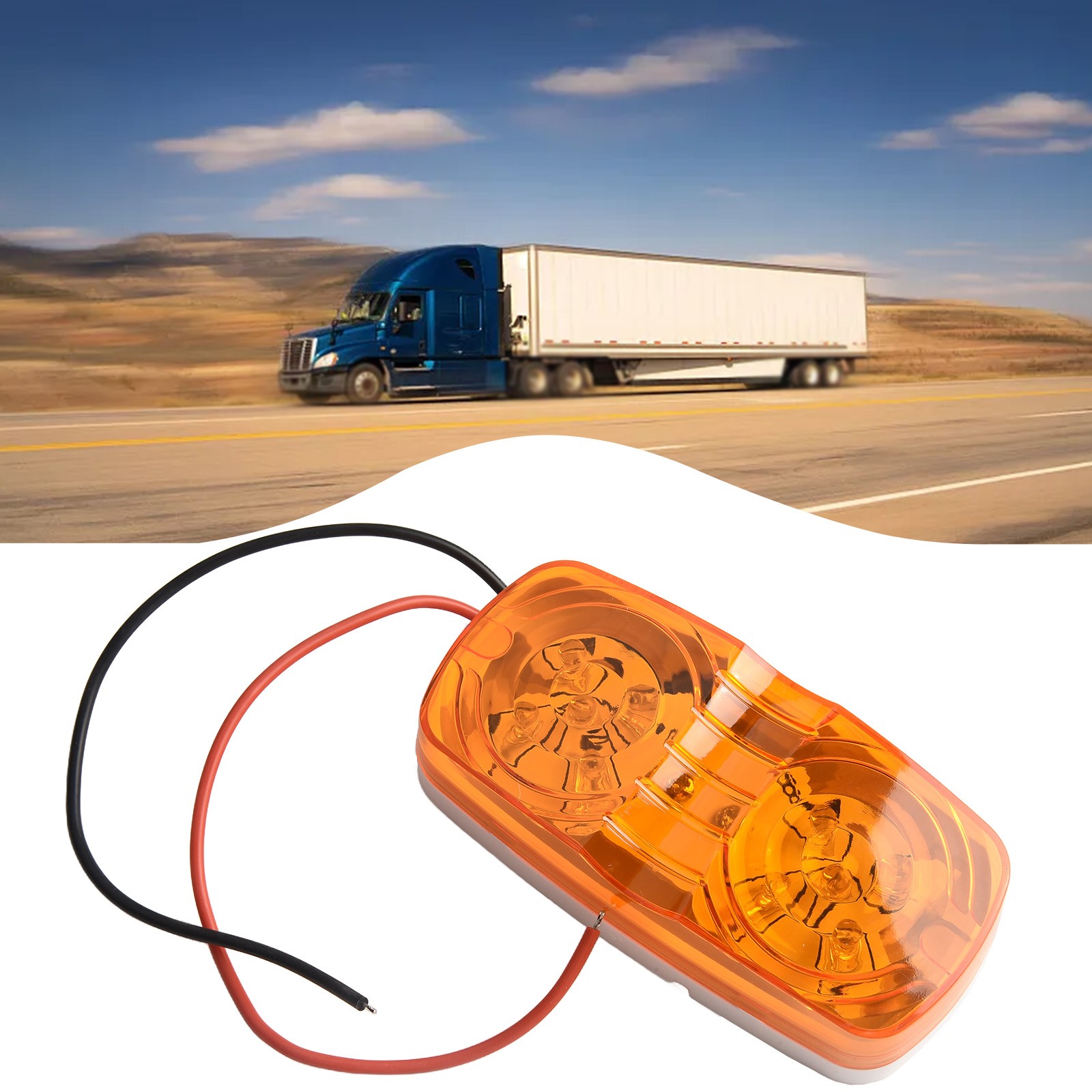 Compact 12V 24V Amber Front Rear Side Marker Light for Trucks and Vans LED Lamp - Picture 15 of 27