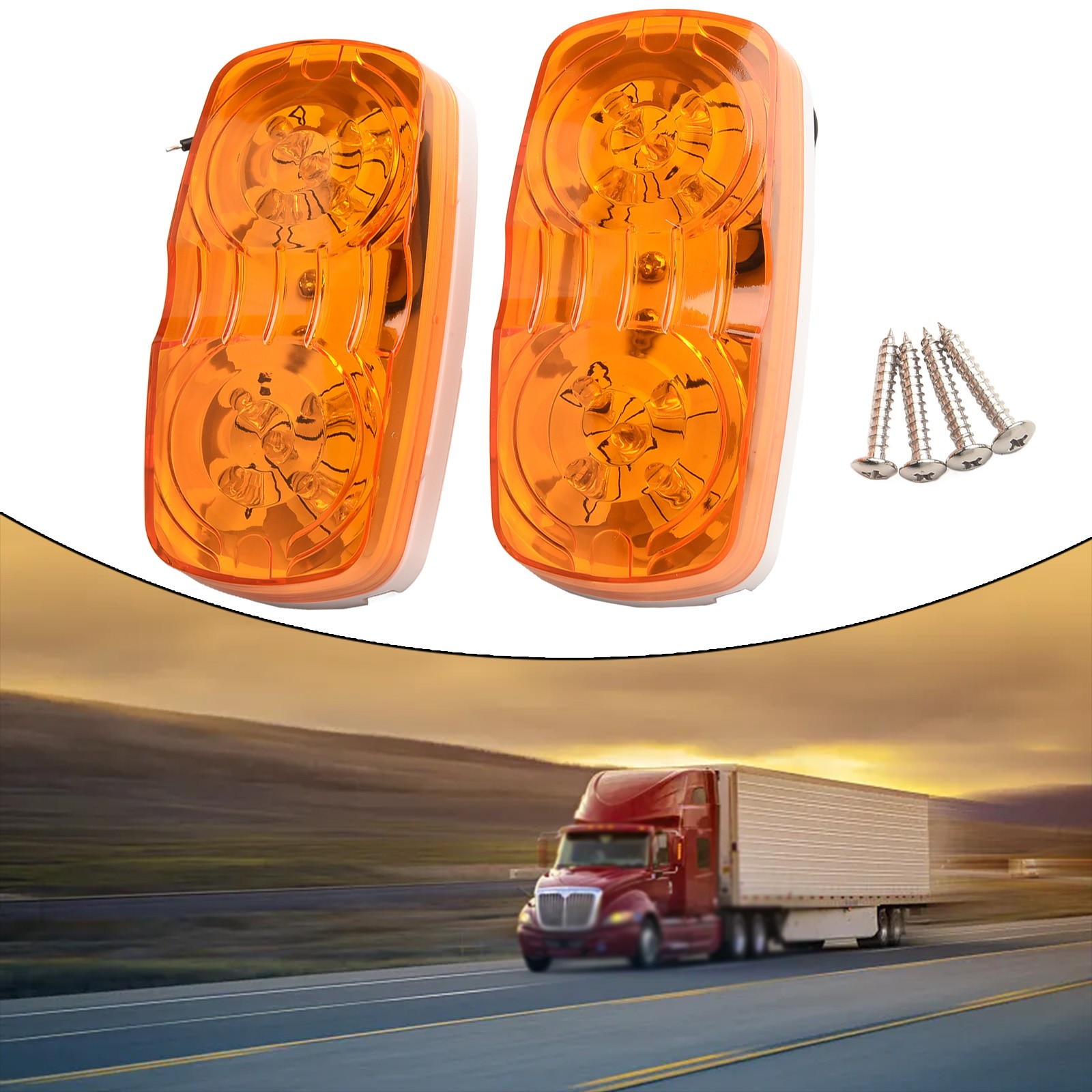Compact 12V 24V Amber Front Rear Side Marker Light for Trucks and Vans LED Lamp - Picture 13 of 27