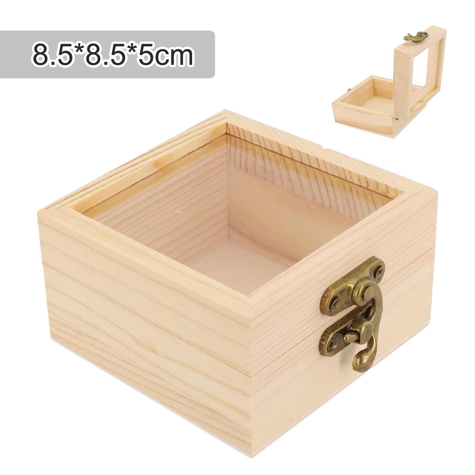 En Bois Carré à Charnière Rangement Boîtes Artisanat Cadeau Récipient Poussière - Bild 25 von 58