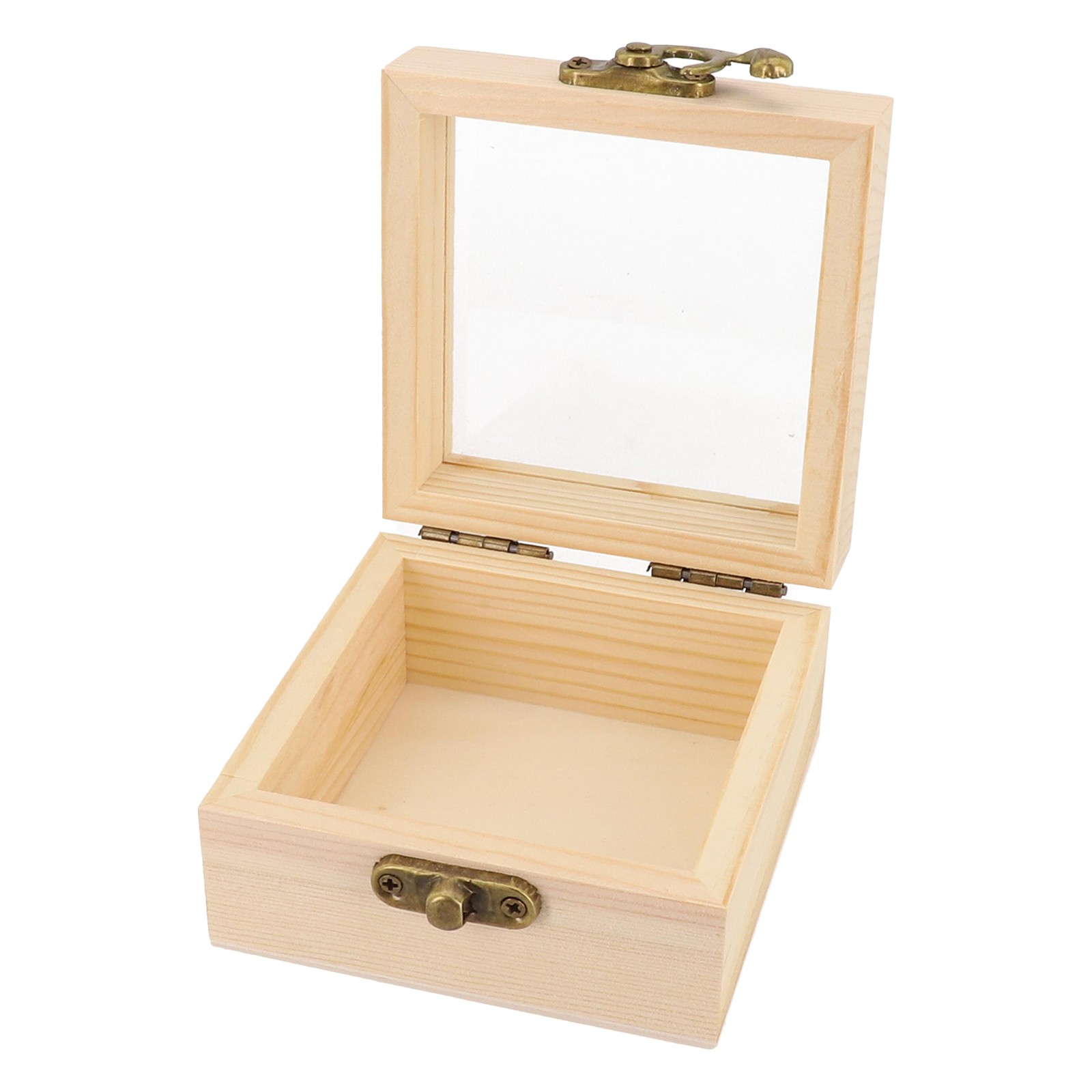 En Bois Carré à Charnière Rangement Boîtes Artisanat Cadeau Récipient Poussière - Bild 28 von 58