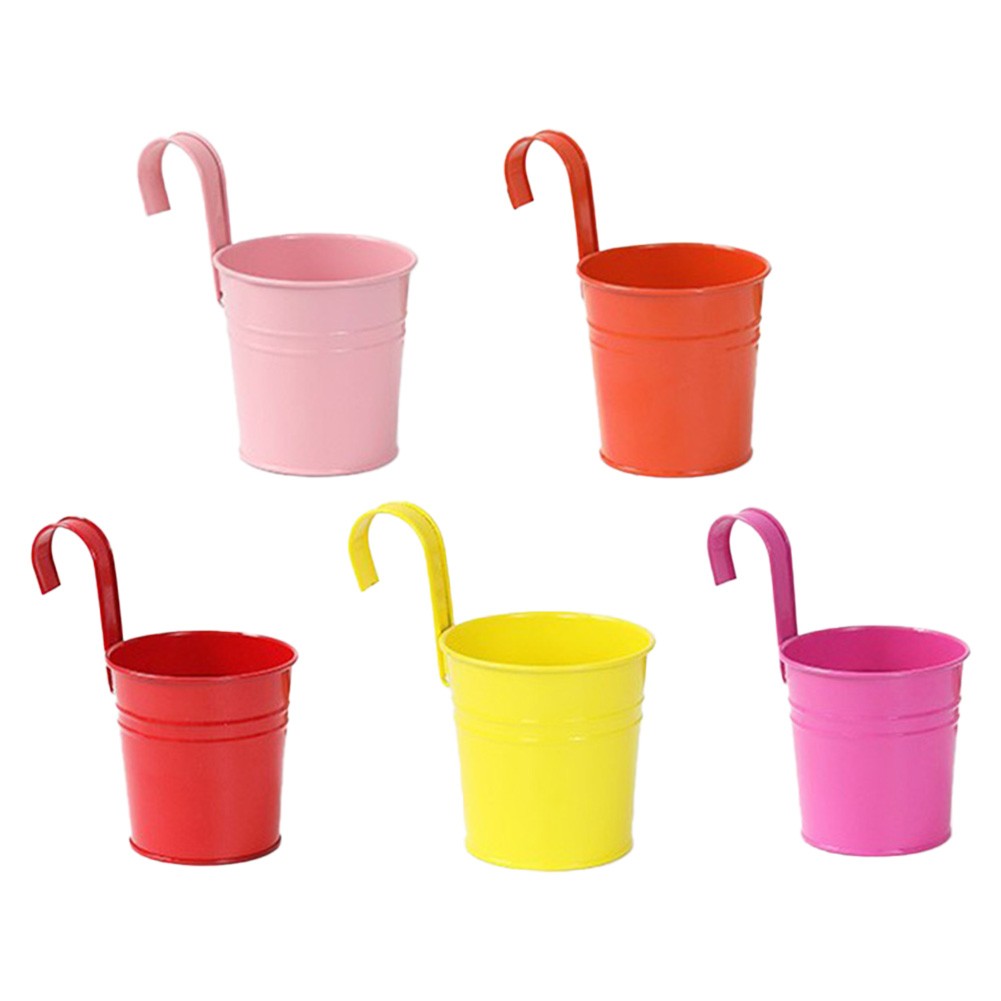5pz Fioriere da Appendere in Metallo per Giardino Balcone con Ganci Estraibili - Foto 27 di 27