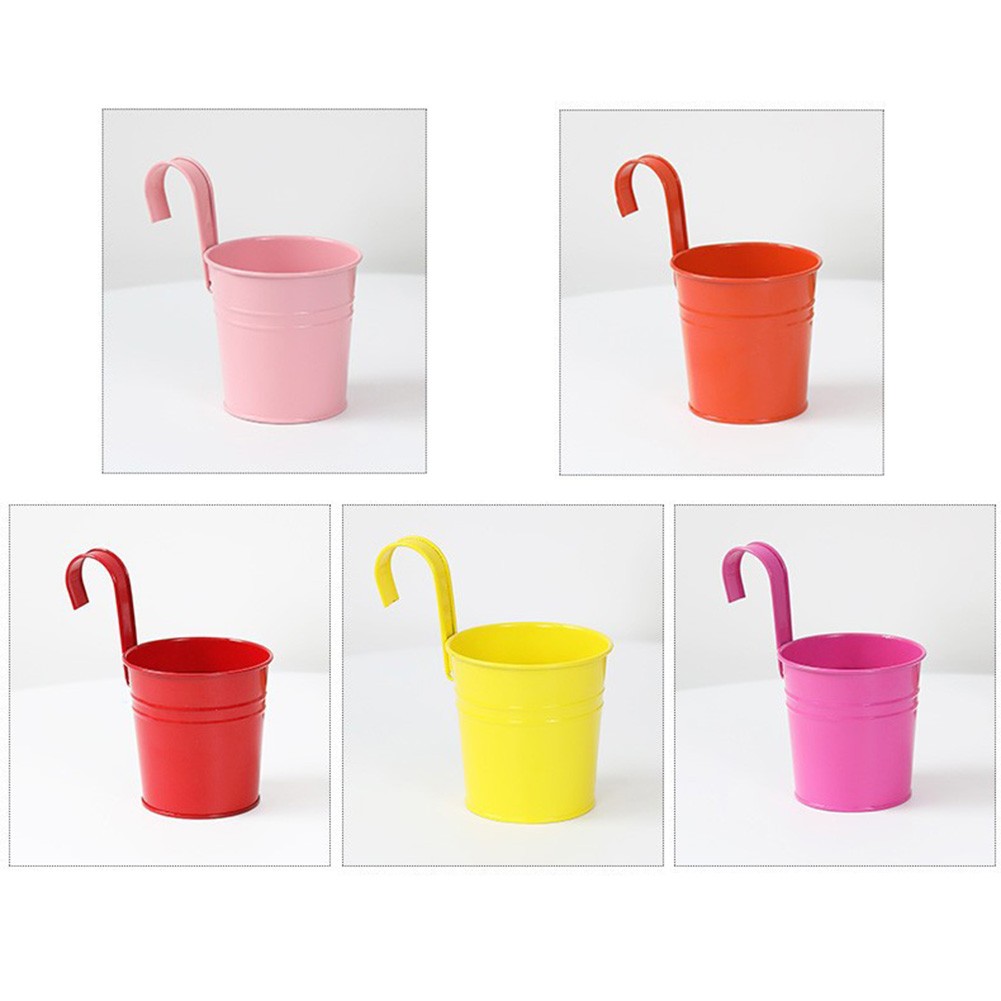 5pz Fioriere da Appendere in Metallo per Giardino Balcone con Ganci Estraibili - Foto 26 di 27