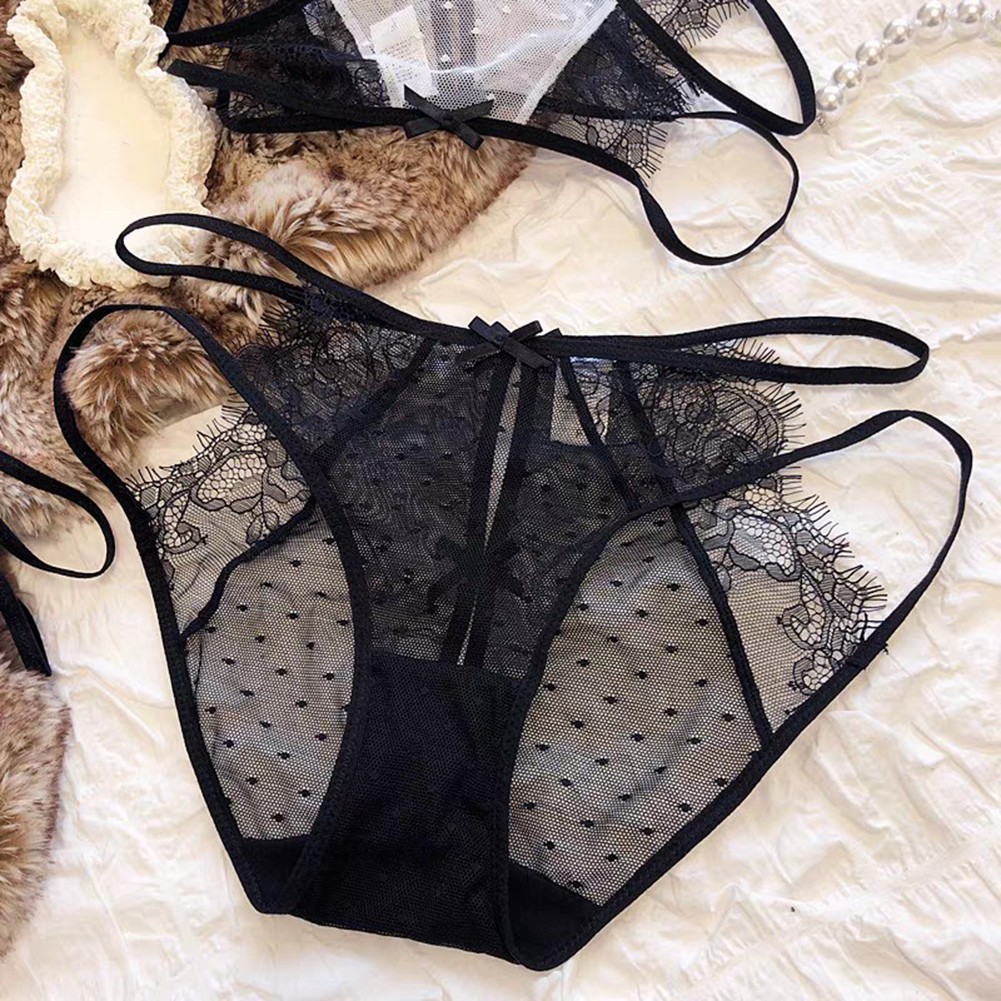 Atmungsaktives hohles Spitzenhöschen für Frauen niedrige Taille dünner Träge - Bild 13 von 16
