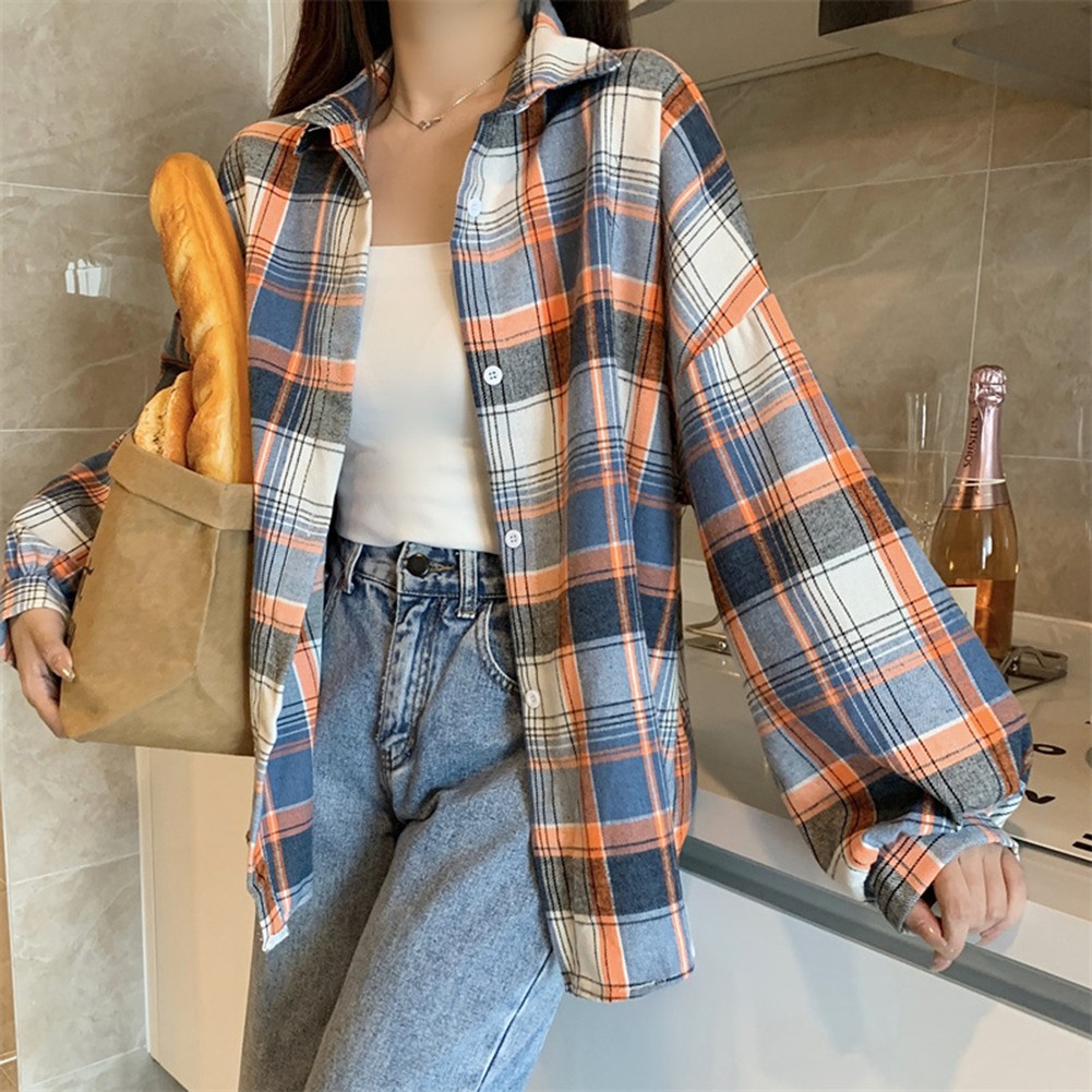 Cardigan femme confortable style soldes vintage à carreaux avec manches étendues coup