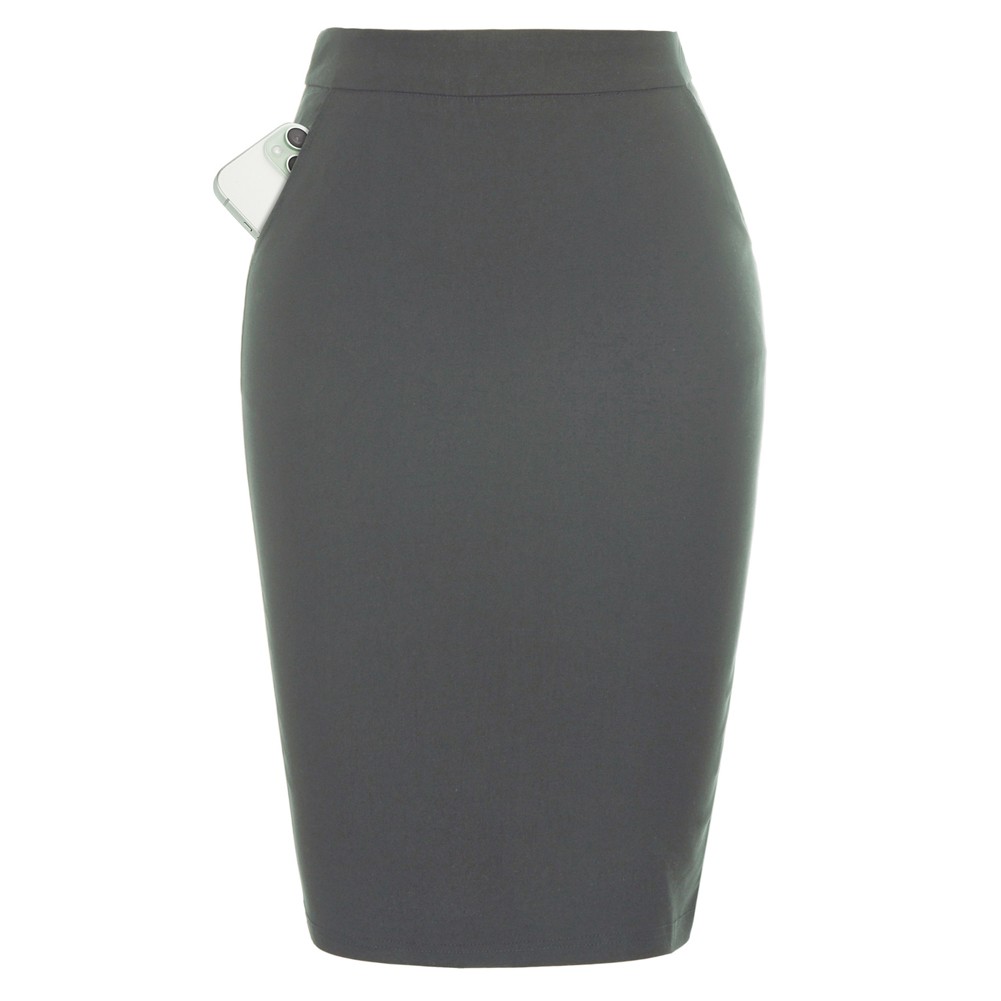 Solid Color Bodycon Skirt with Stretchy Back Split and Pockets for Women - Picture 19 of 69