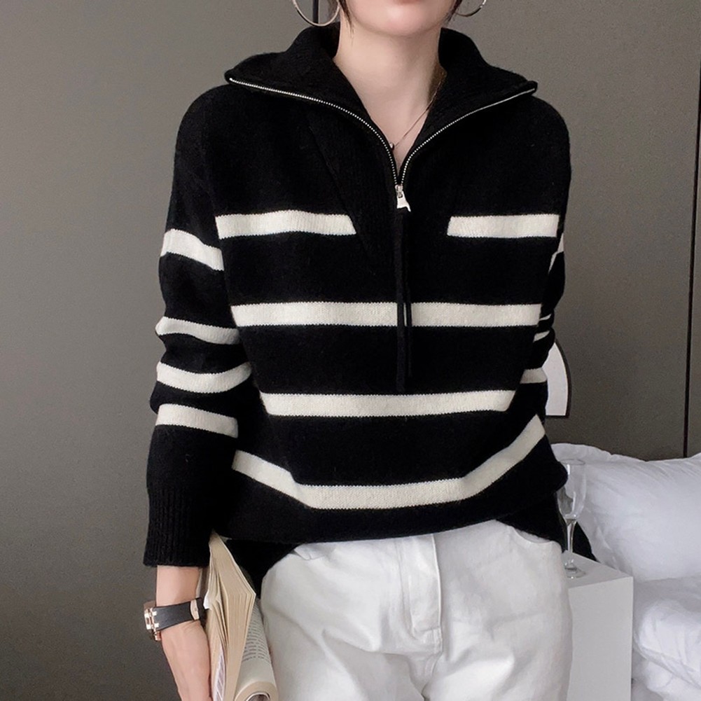Sweater Featuring a Stylish Stripe Pattern and Comfortable Fit for Women - Picture 13 of 16