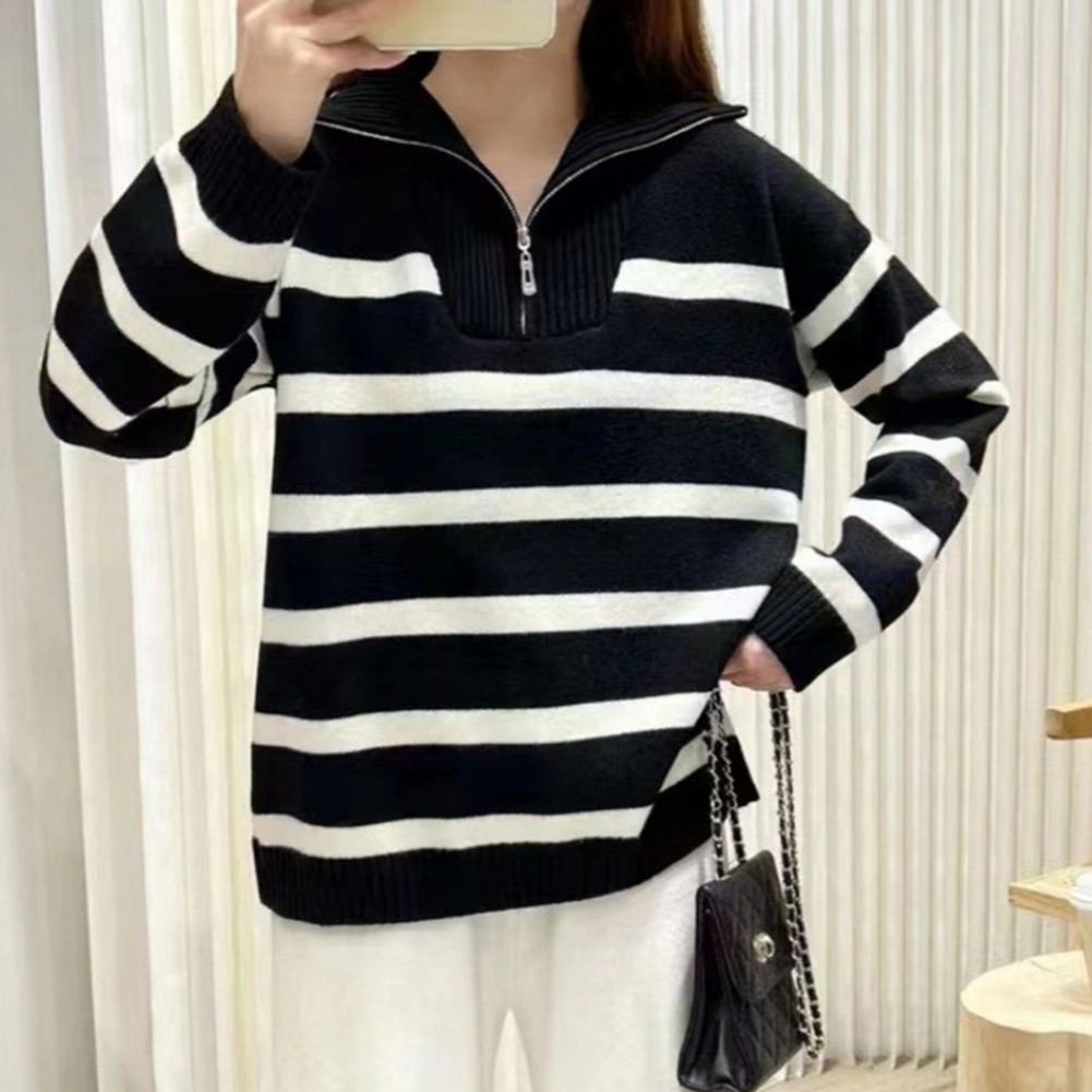 Sweater Featuring a Stylish Stripe Pattern and Comfortable Fit for Women - Picture 14 of 16