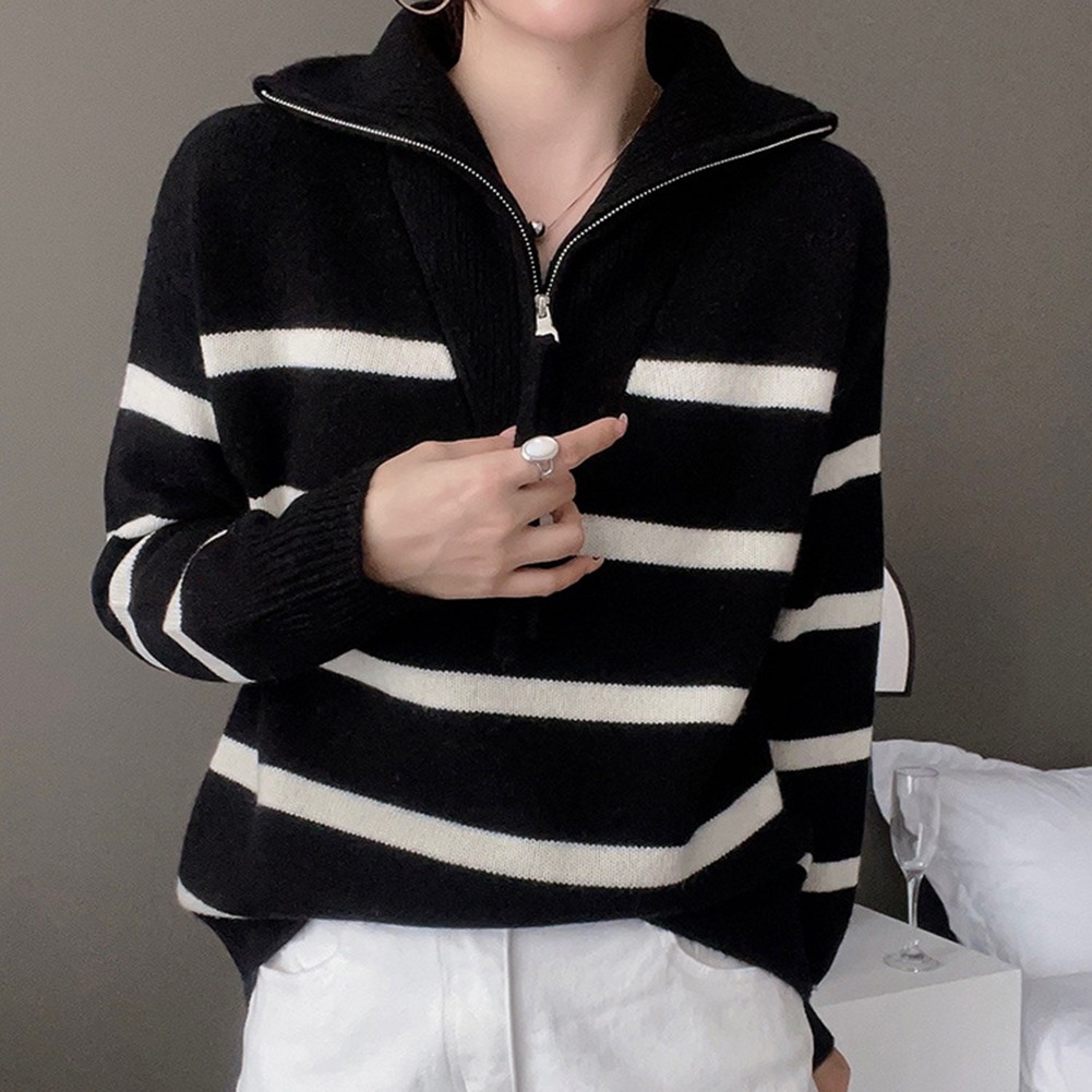 Sweater Featuring a Stylish Stripe Pattern and Comfortable Fit for Women - Picture 15 of 16