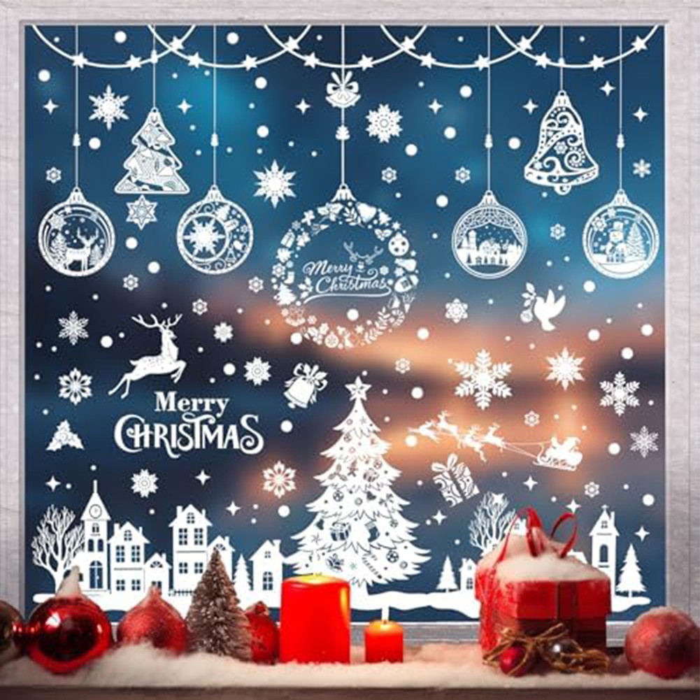 Weihnachtliche Fensteraufkleber, 4 Bögen – Runde Motive Mit Weihnachtsstern, Kardinal & Mehr | Statisch Haftend, Rückstandsfrei | Für Glas & Glatte Oberflächen