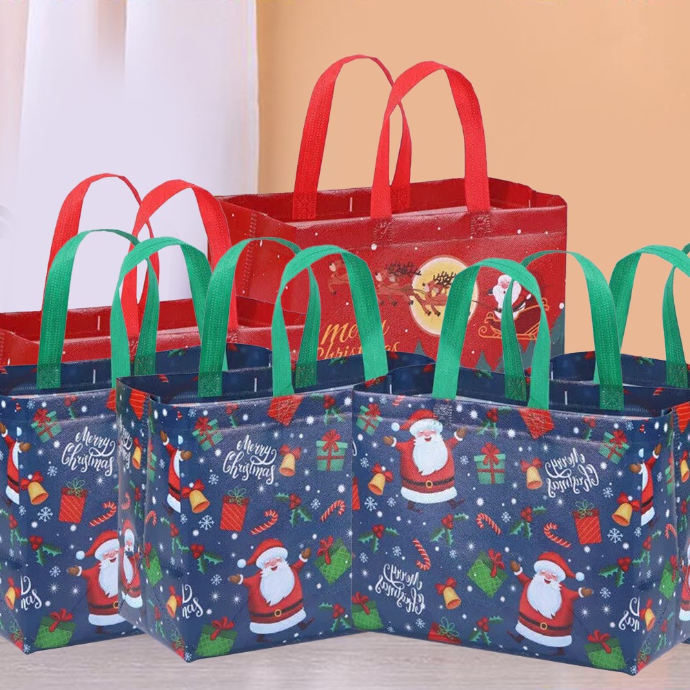 Value Pack of Reusable Christmas Bags with Unique Designs Great for All Ages