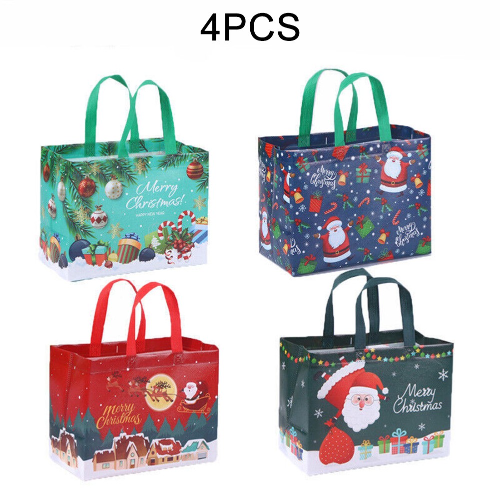 Value Pack of Reusable Christmas Bags with Unique Designs Great for All Ages