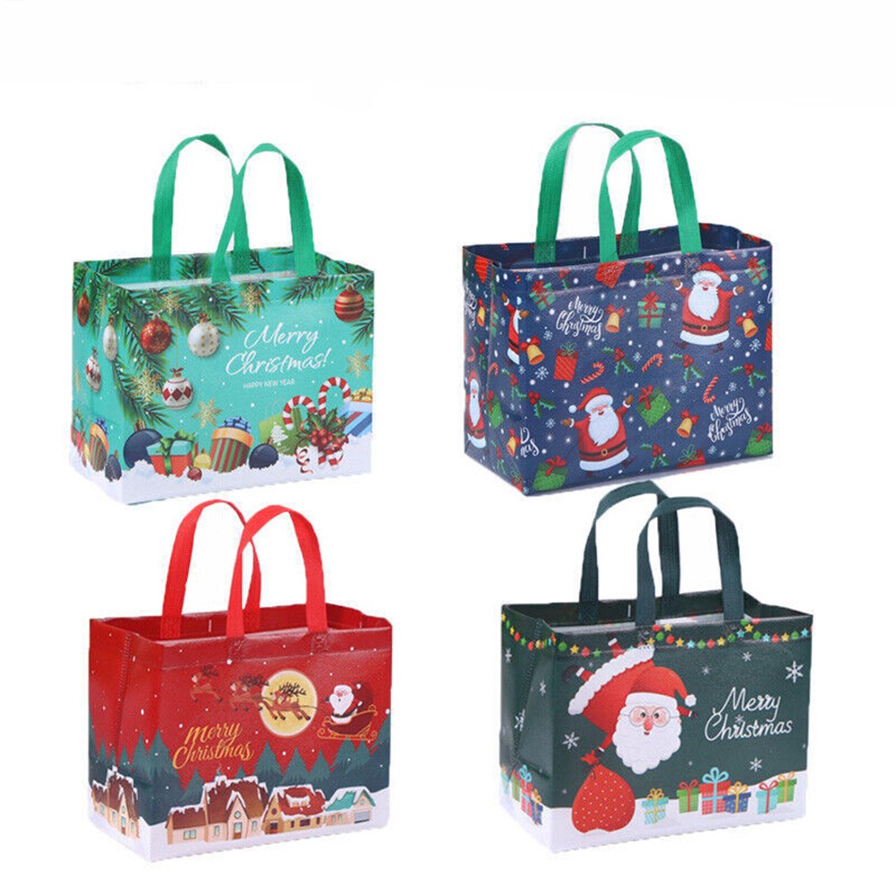 Value Pack of Reusable Christmas Bags with Unique Designs Great for All Ages