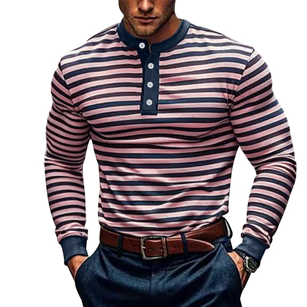 Modisches Langarm-T-Shirt mit Streifenmuster für den Fitnessbereich für Herren - Picture 13 of 26