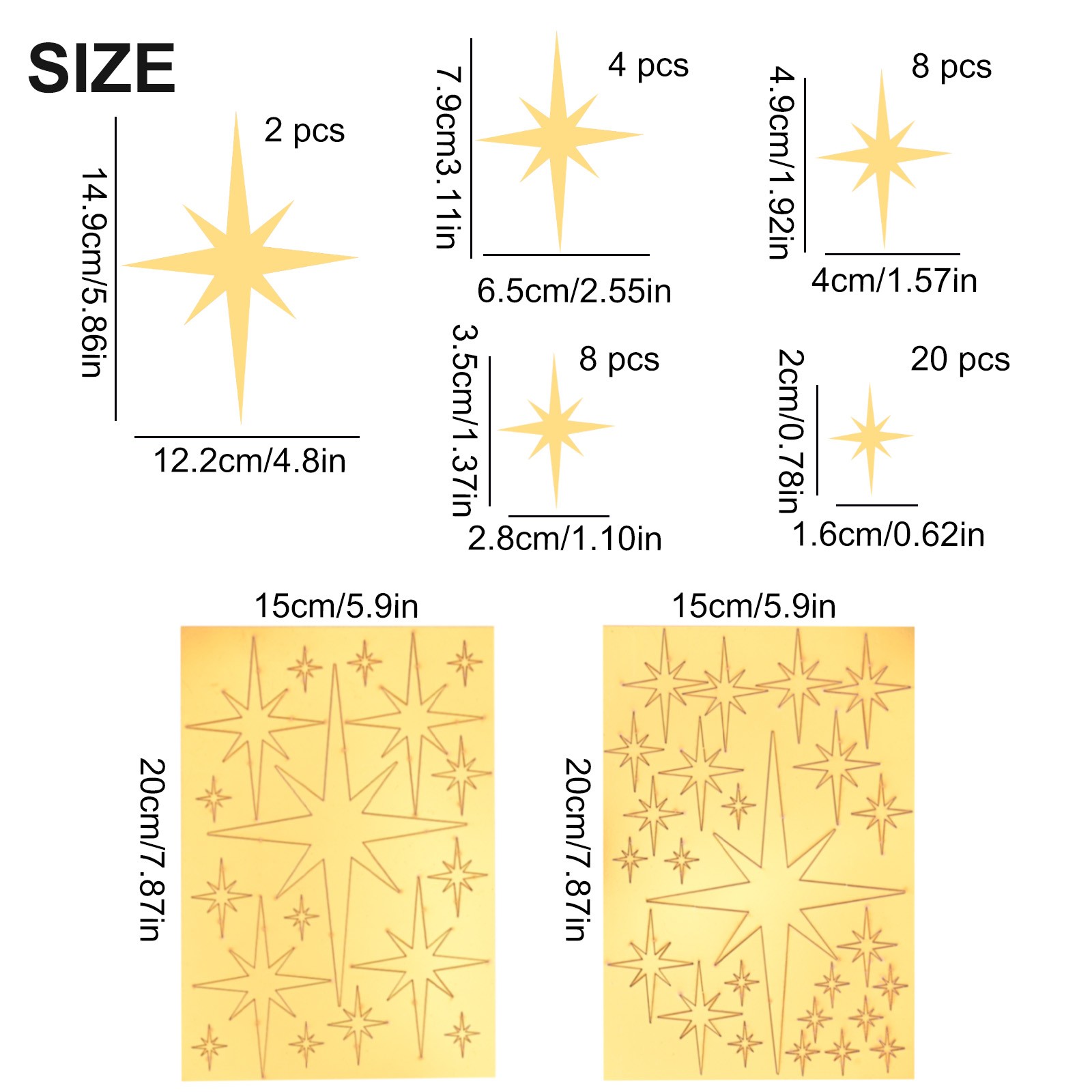 Acrylic 42Pcs Removable Star Stickers Perfect for Living Room Makeover - Picture 33 of 47