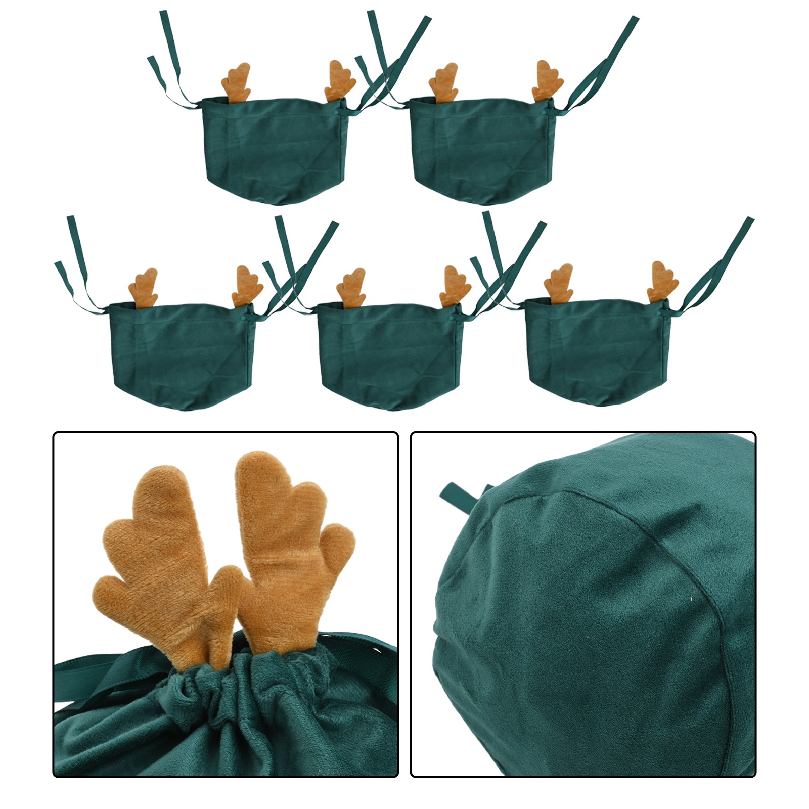 Charming For Christmas Deer Velvet Bags for Elegant Presents Pack of 5 - Picture 25 of 26