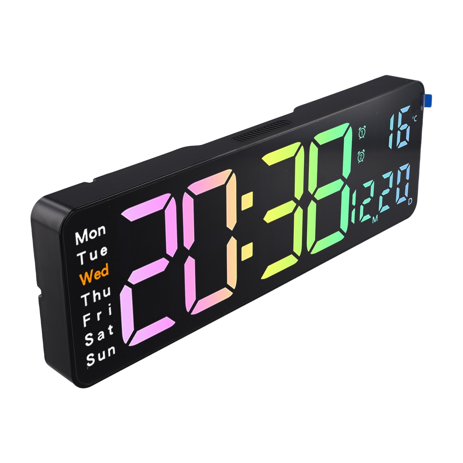 13in Large Screen Digital Wall Clock with Remote Control Colorful Display