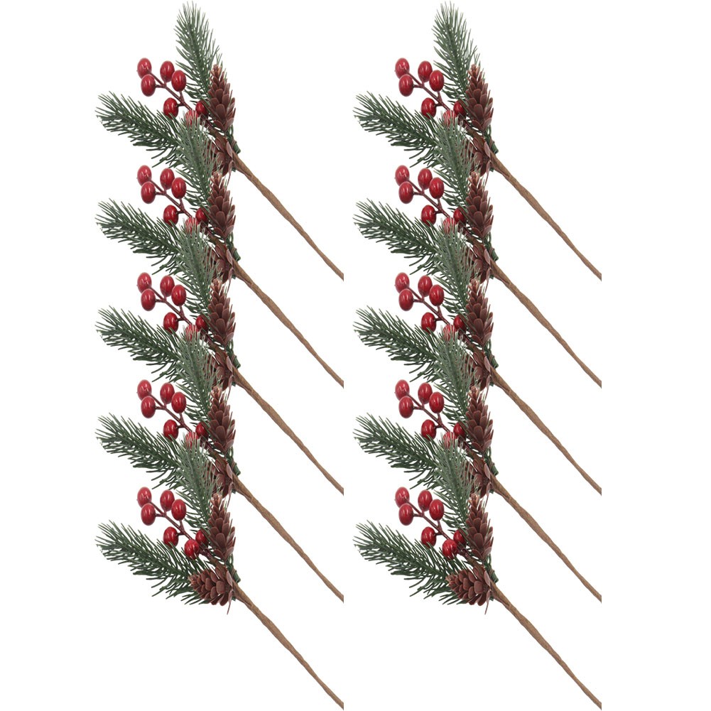 Ciieeo 10stücke Künstliche Weihnachtszweige Mit Roten Beeren Und Tannenzapfen Festliche Dekoration Für Weihnachten Für Weihnachtsbaum Kränze Und Bastelarbeiten