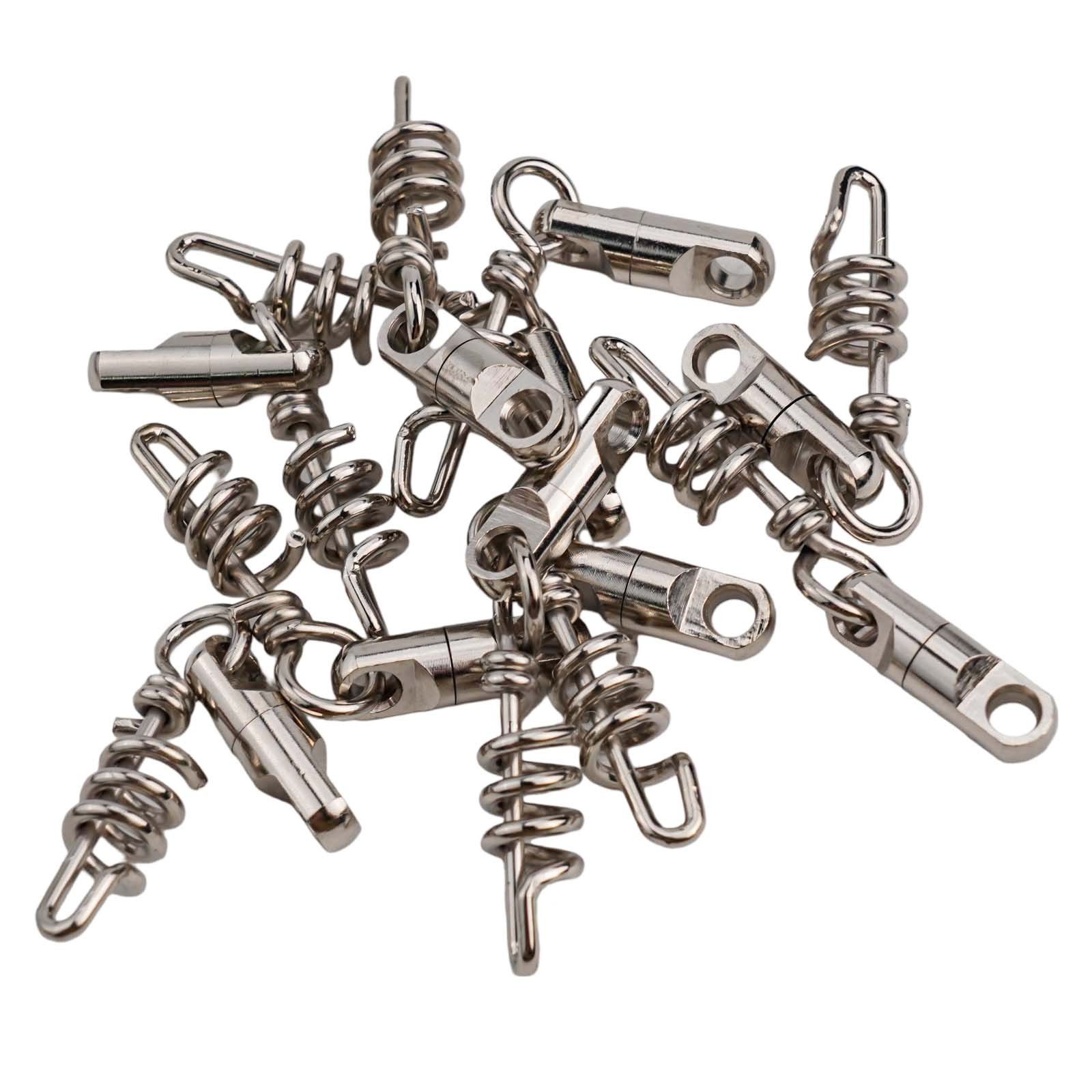 Reliable Heavy Duty Round Swivel Snaps for Fishing Corkscrew Set of 10