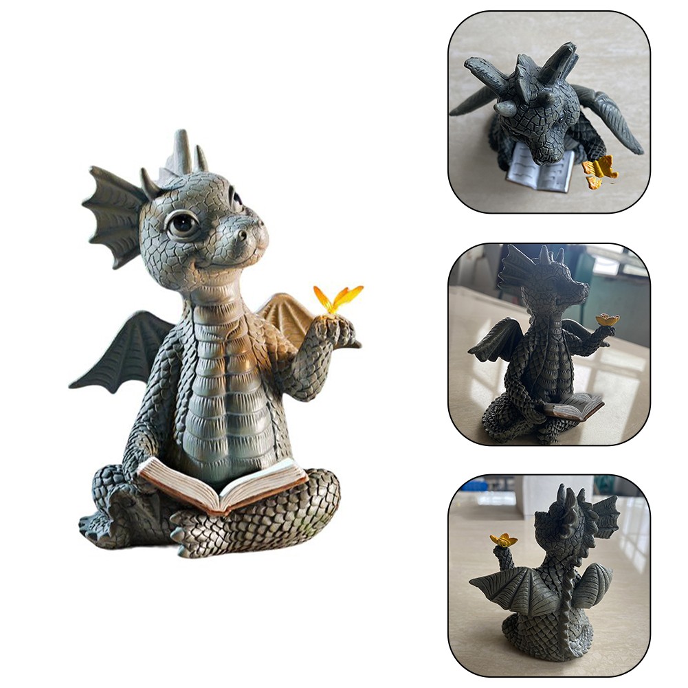 Bezaubernde Outdoor Dekoration süße Dinosaurier Lesefigur für Garten - Bild 14 von 24