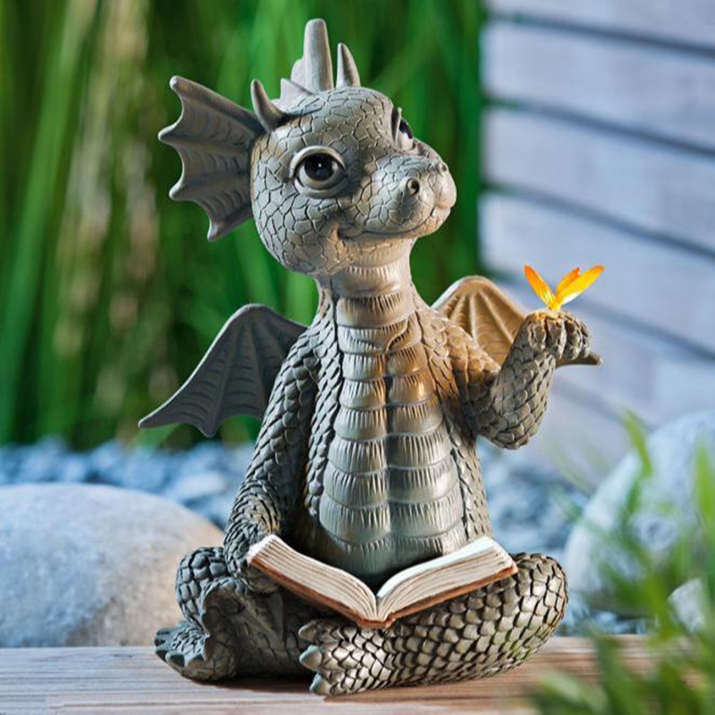 Bezaubernde Outdoor Dekoration süße Dinosaurier Lesefigur für Garten - Bild 20 von 24