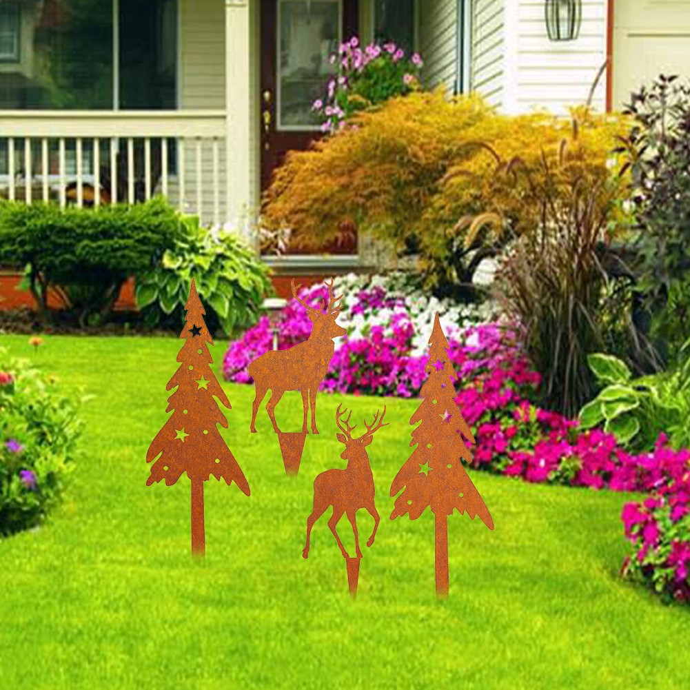 Outdoor Christmas Garden Deer Decoration with Sturdy Metal Ground Stakes - Picture 22 of 24