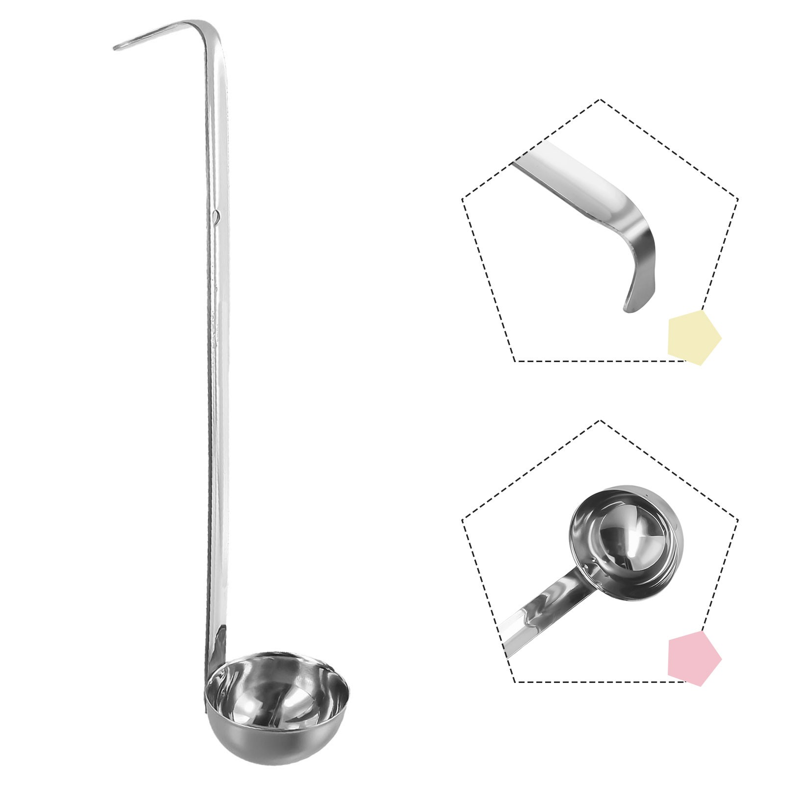 Stainless Steel Ladle Designed for Serving Soups and Sauces with Long Handle