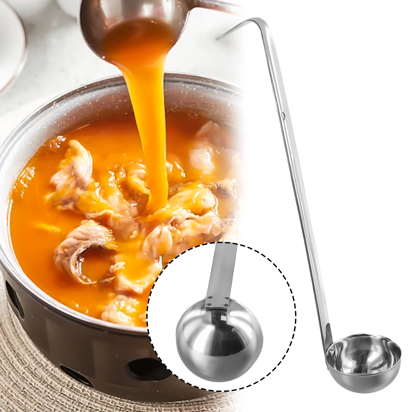 Stainless Steel Ladle Long Handle for Soup Sauce For Kitchen Cooking Tool - Picture 39 of 47