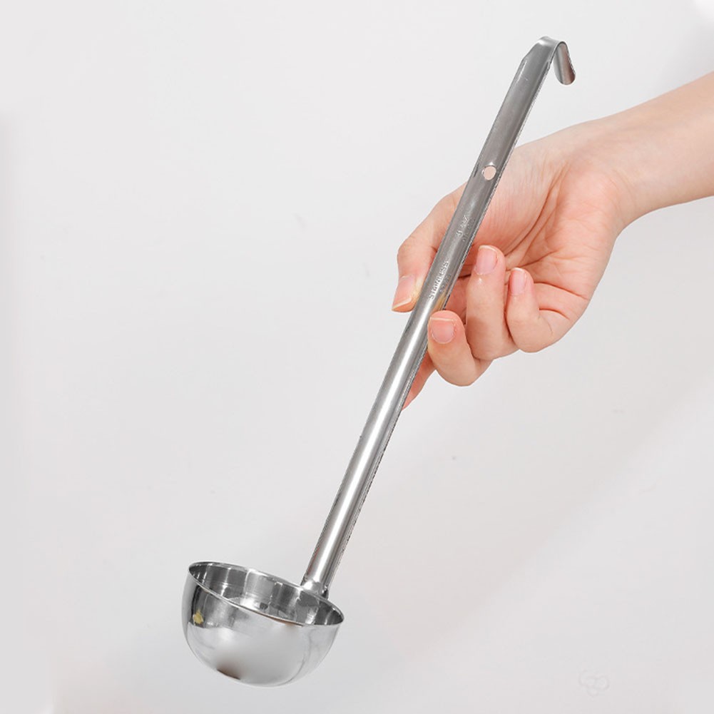 Stainless Steel Ladle Designed for Serving Soups and Sauces with Long Handle