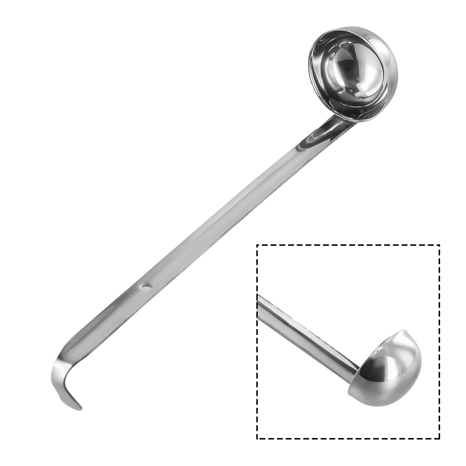 Stainless Steel Ladle Designed for Serving Soups and Sauces with Long Handle