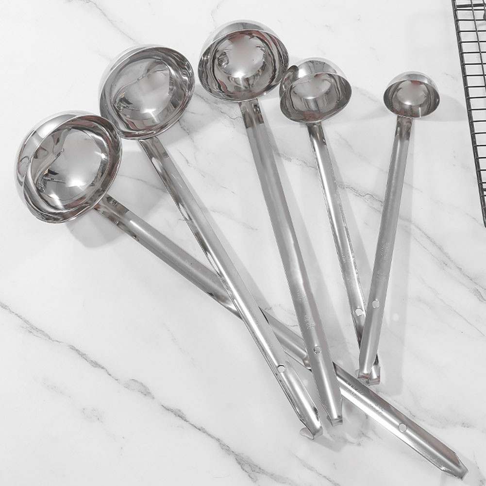 Stainless Steel Ladle Designed for Serving Soups and Sauces with Long Handle