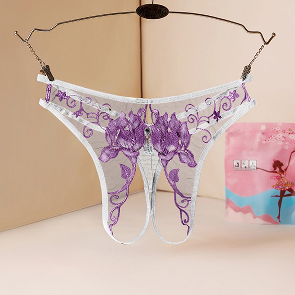 Women Lingerie Underwear Daily Autumn Embroidery Crotchless Female Nylon - Picture 13 of 37