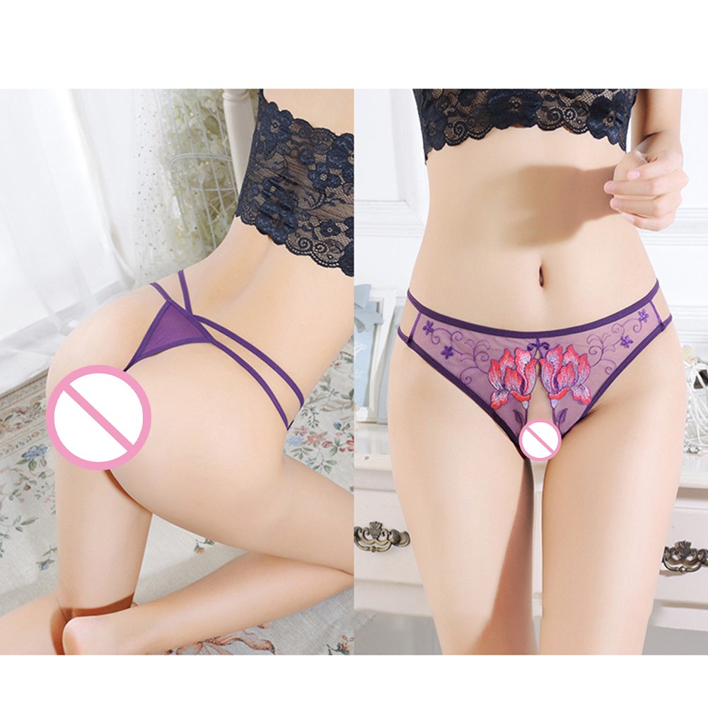 Women Lingerie Underwear Daily Autumn Embroidery Crotchless Female Nylon - Picture 21 of 37