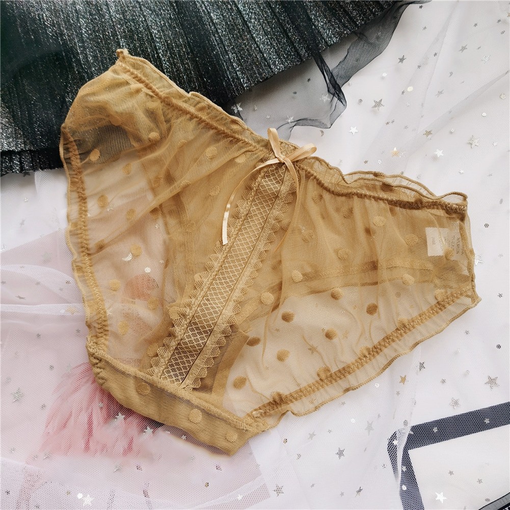 Women Polka Dot Ruffled Lace Underwear Thin Cotton Panties for Holiday - Picture 19 of 21